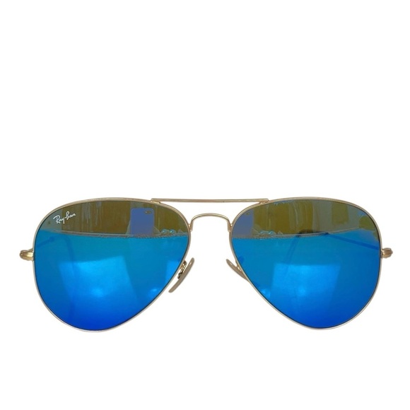 RAY BAN RB3025 Polarized Large Aviator Sunglasses Gold with Blue Lenses - Picture 2 of 16